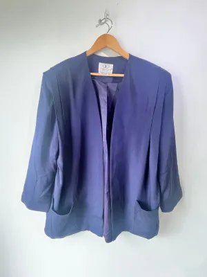 Flora Kung Navy Silk Blazer