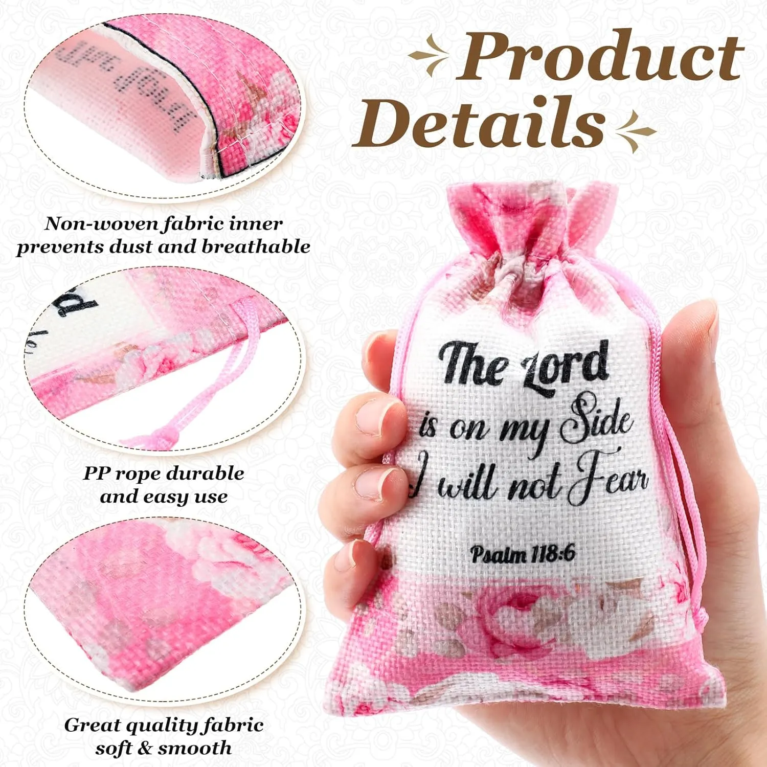 Floral Bible Verse Drawstring Pouch