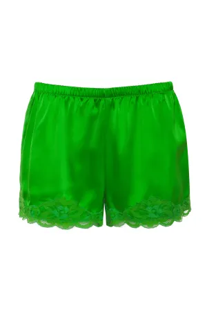 Floral Lace Silk Shorts Cottage Green