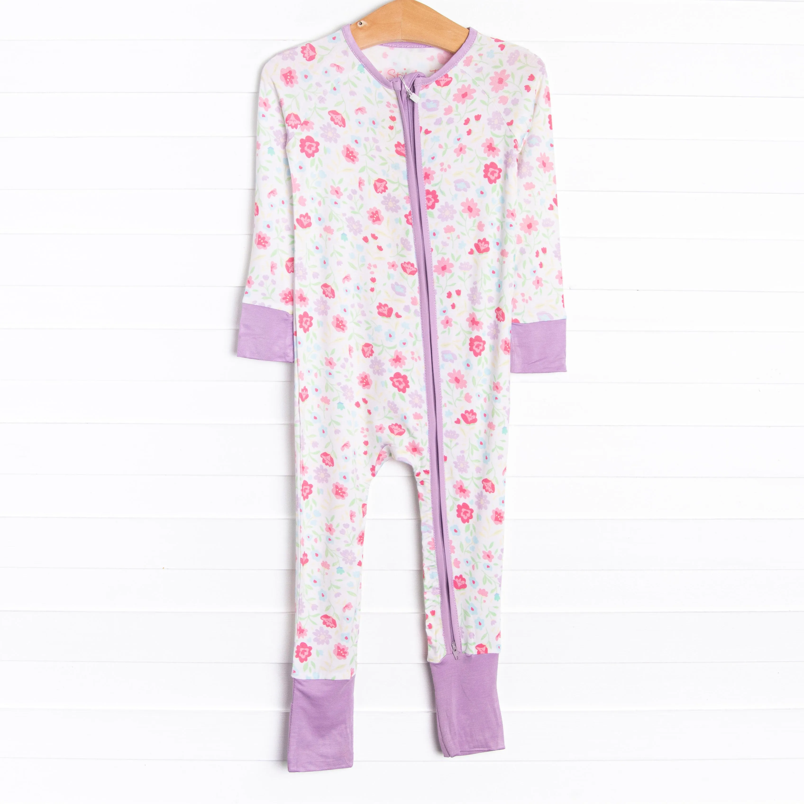 Floral Party Bamboo Zippy Pajama, Purple