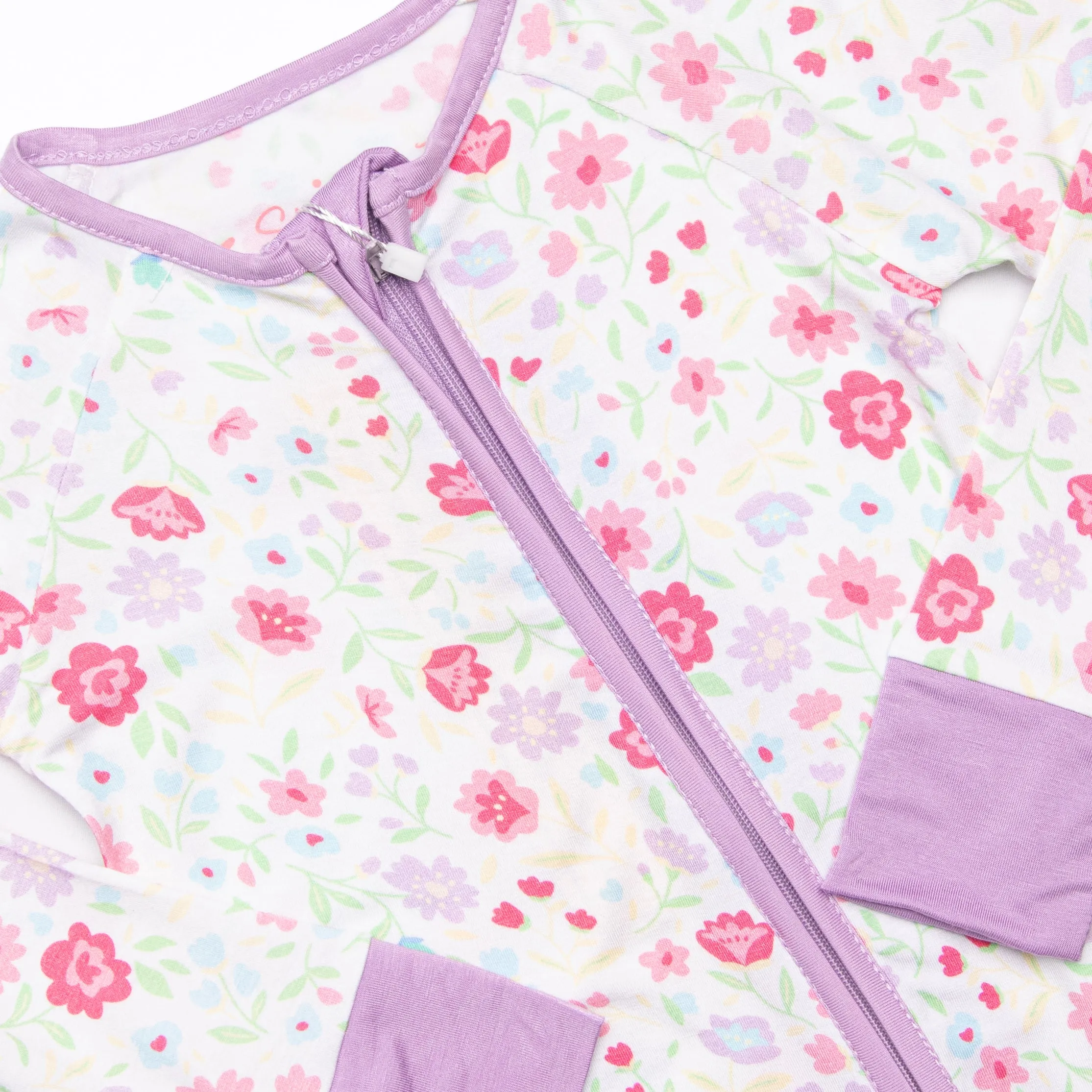 Floral Party Bamboo Zippy Pajama, Purple