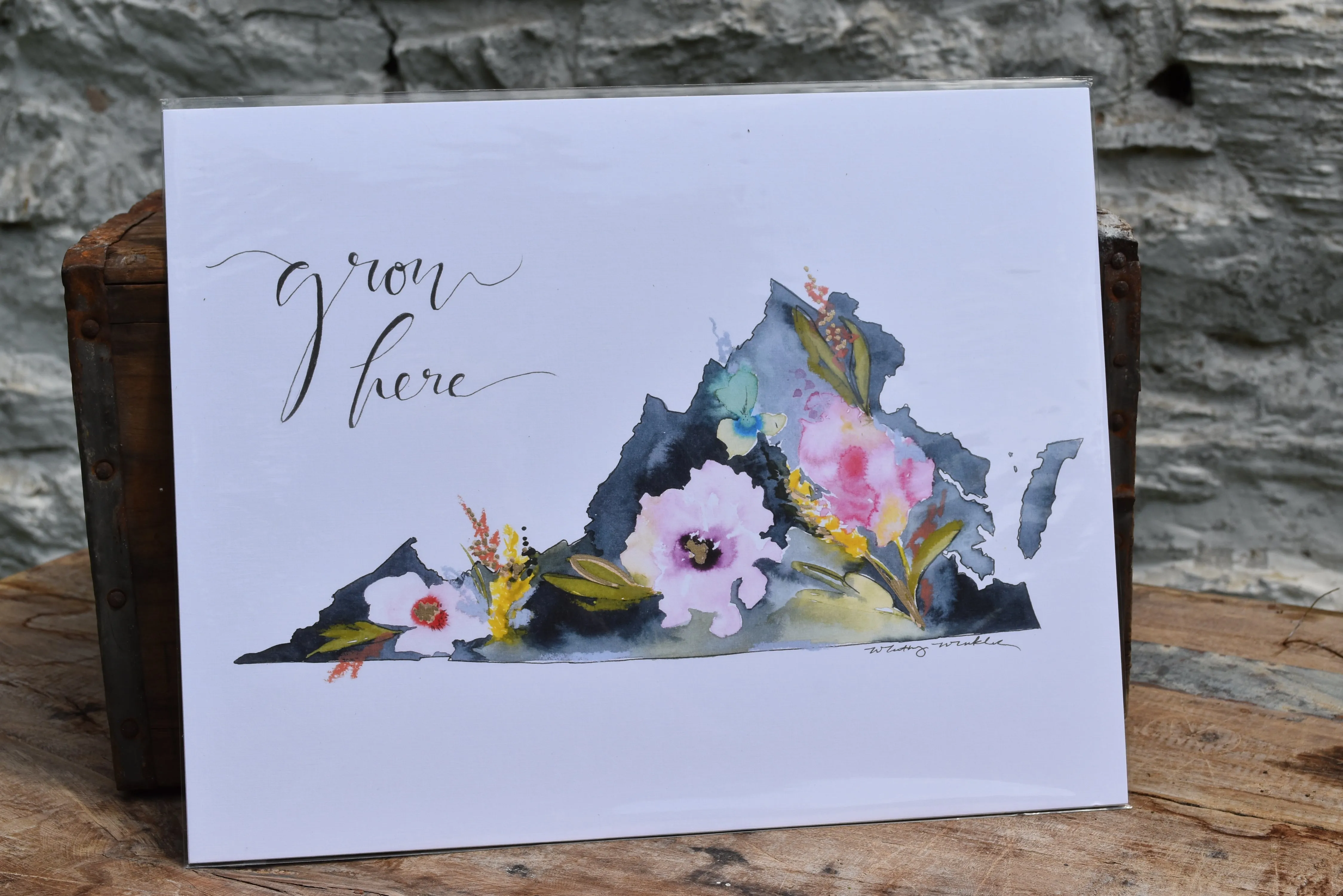 Floral State Watercolor by Local Artist, multiple styles