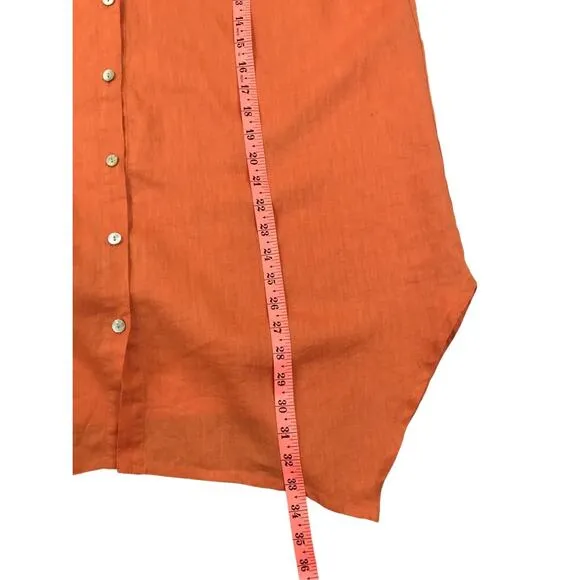 FORCYNTHIA Linen Asym Shirt Dress-Tunic Women Sz1X Orange Cottoge Fairy Boho NWT