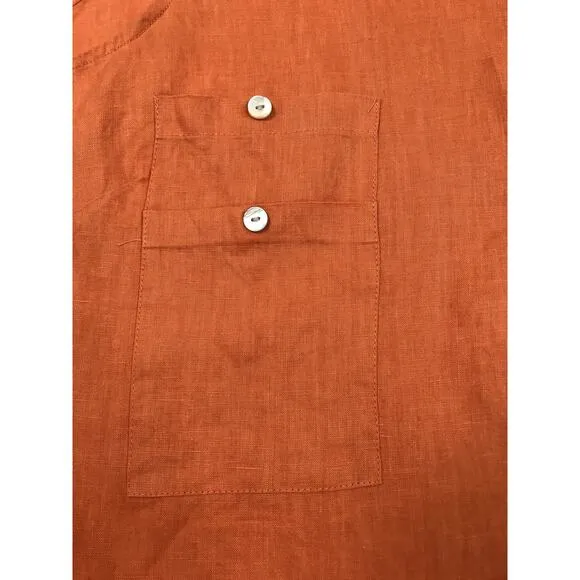FORCYNTHIA Linen Asym Shirt Dress-Tunic Women Sz1X Orange Cottoge Fairy Boho NWT