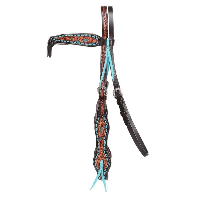 Fort Worth Headstall Odina Turquoise Buckstitched