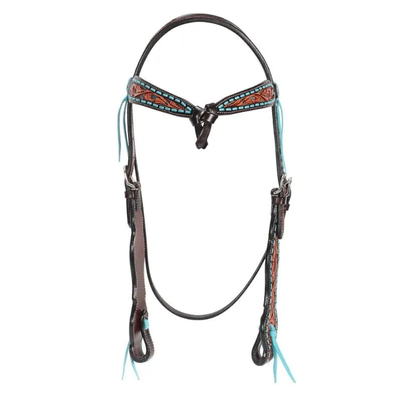 Fort Worth Headstall Odina Turquoise Buckstitched