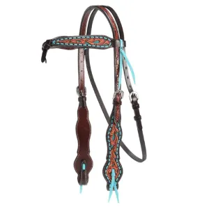 Fort Worth Headstall Odina Turquoise Buckstitched