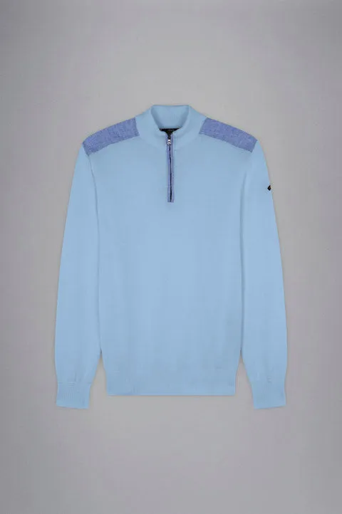 Fresco Cotton Sweater with Linen Details