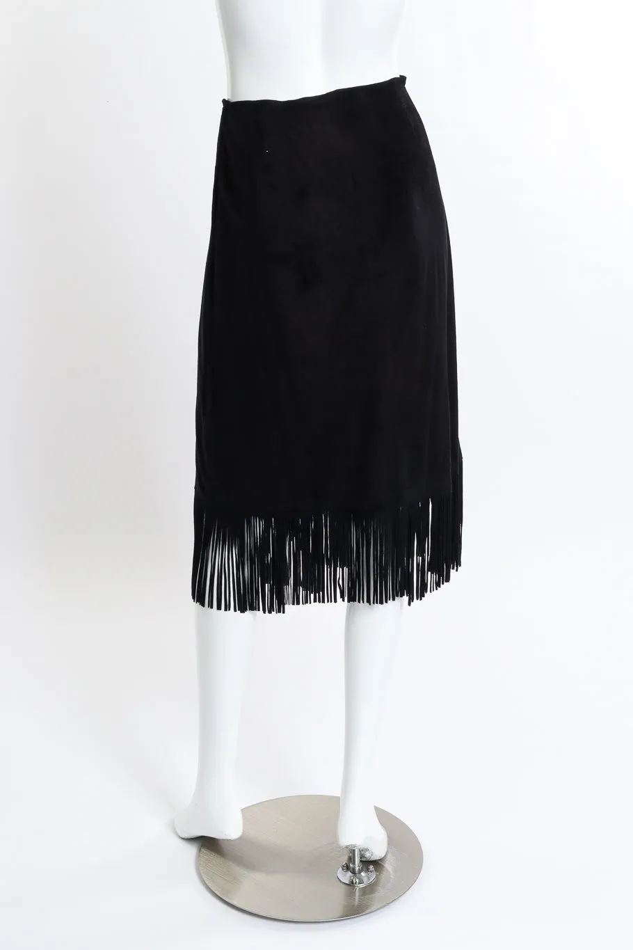 Fringe Wrap Suede Skirt