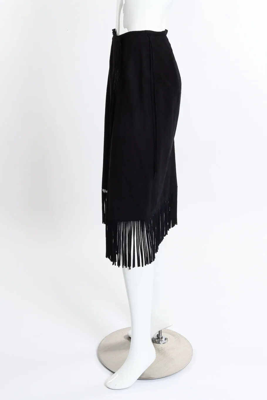 Fringe Wrap Suede Skirt