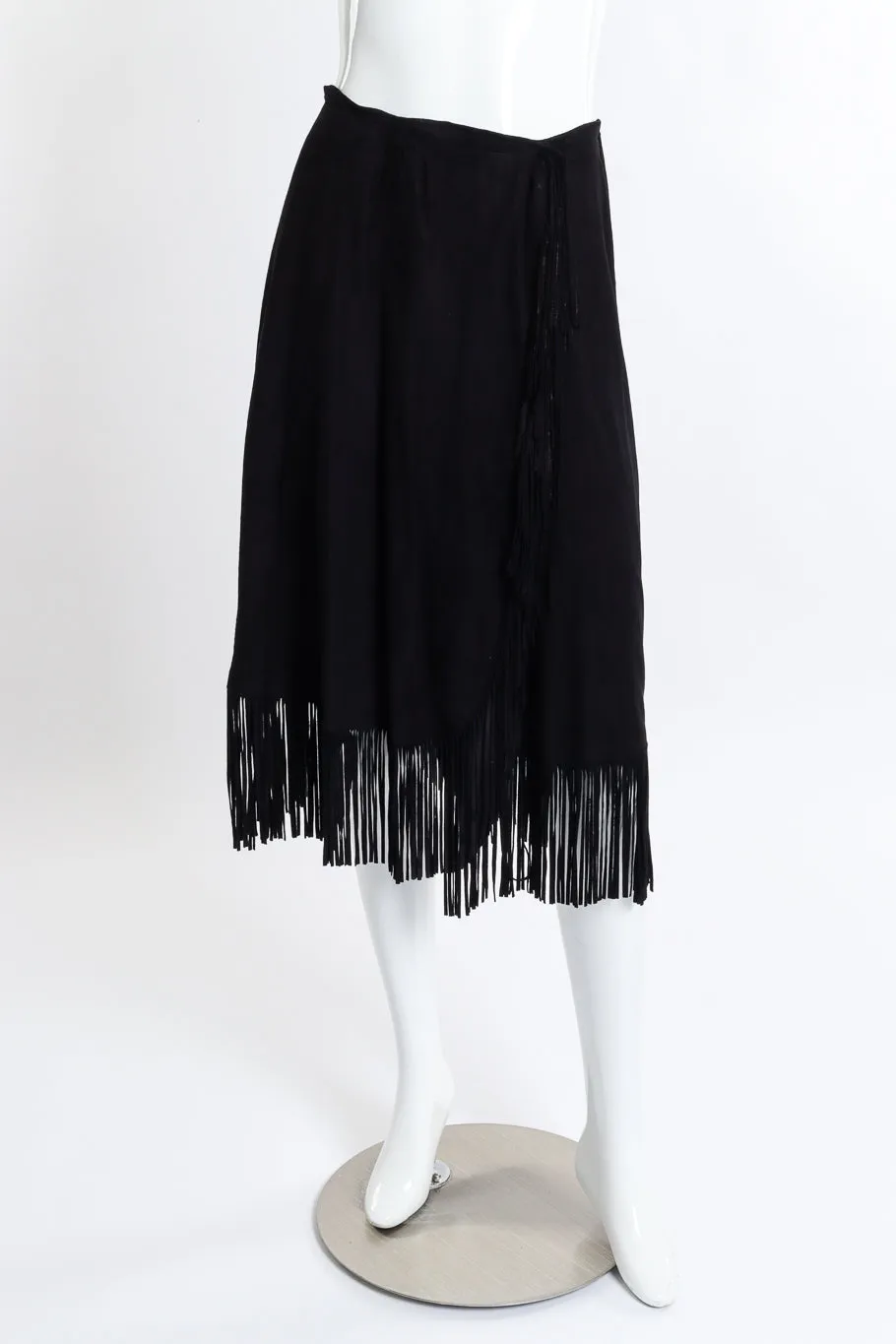 Fringe Wrap Suede Skirt