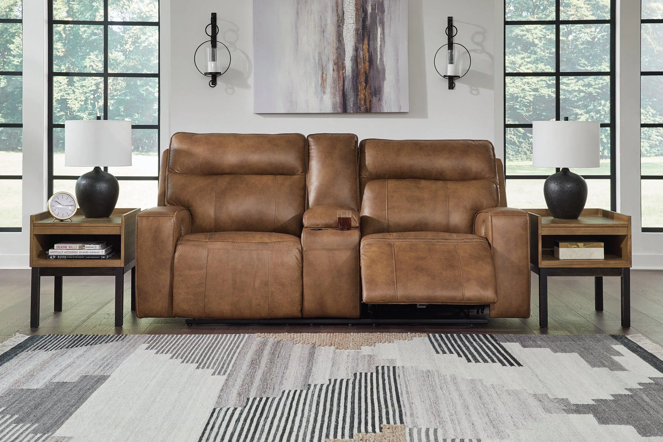 Game Plan Caramel Power Reclining Loveseat