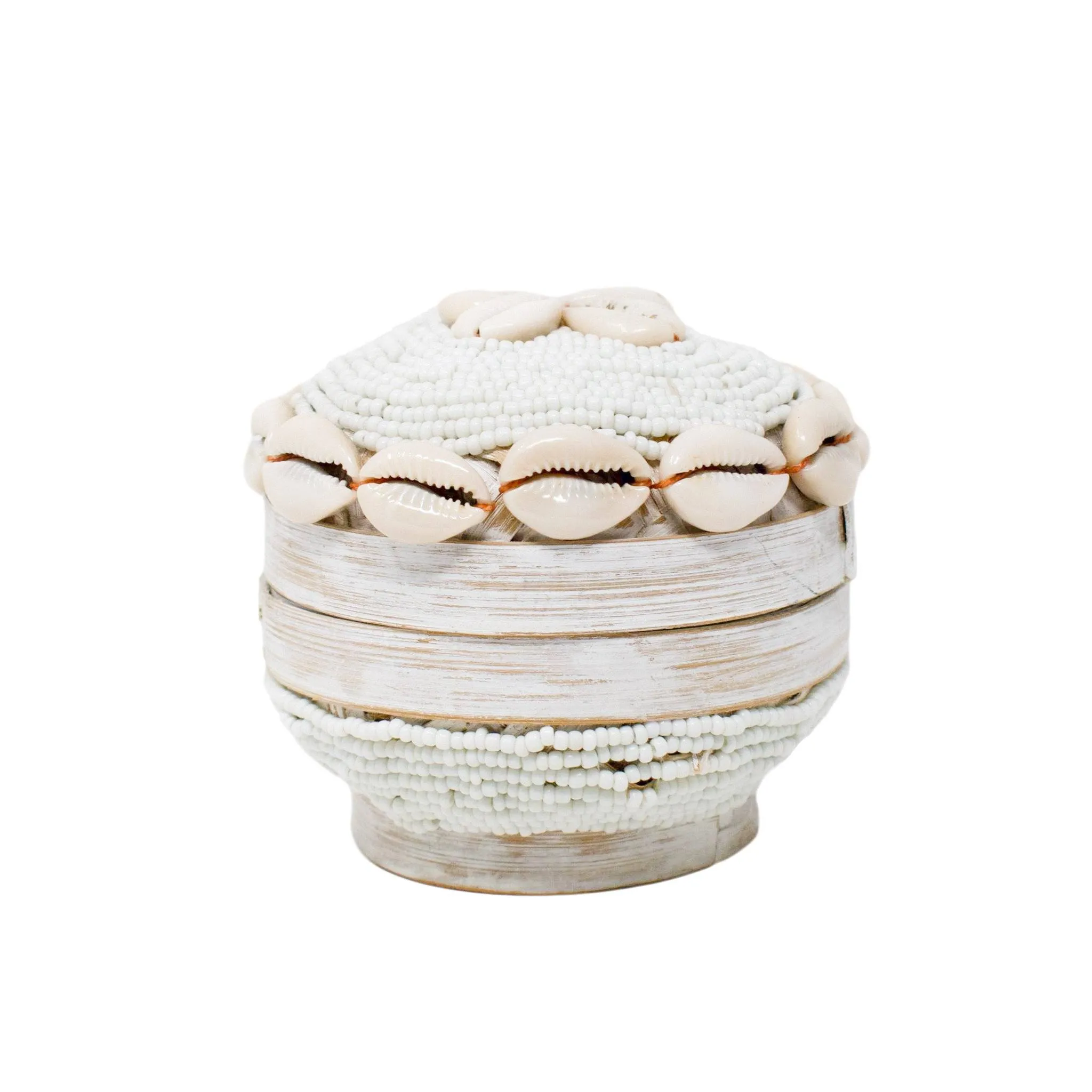Gili Shell Bowl with Lid - White by POPPY   SAGE