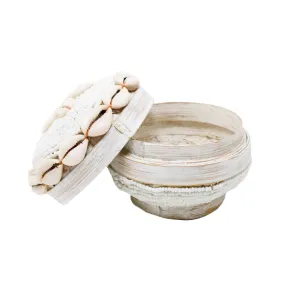 Gili Shell Bowl with Lid - White by POPPY   SAGE