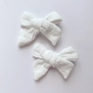 Girls Bow Hair Clips Two Pack- White