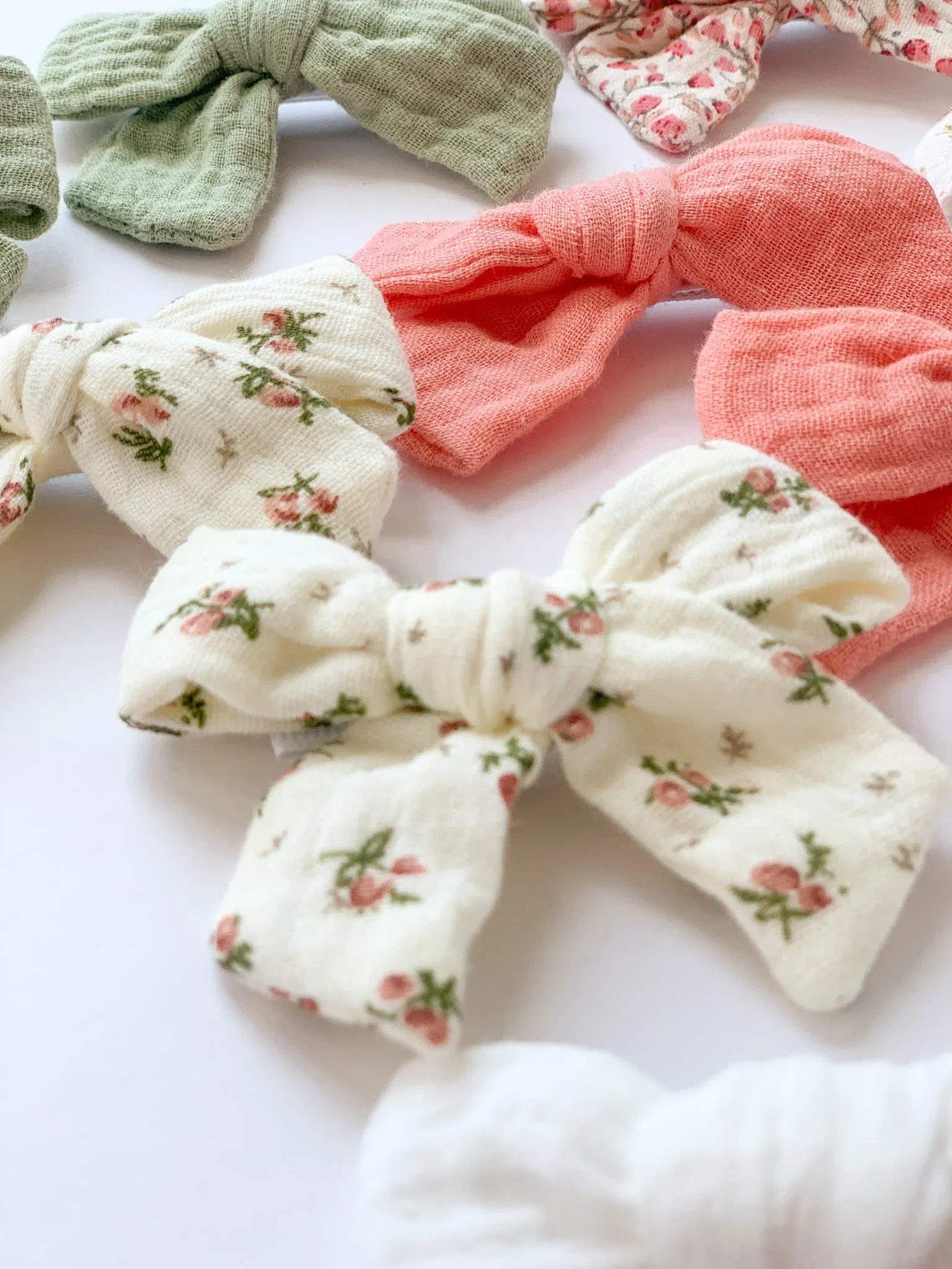 Girls Bow Hair Clips Two Pack- White