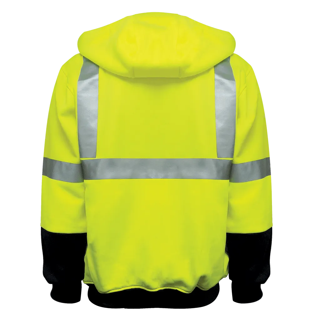 Global Glove & Safety GLO-HS2 FrogWear HV High Visibility Polyester Fleece Hooded Sweatshirt