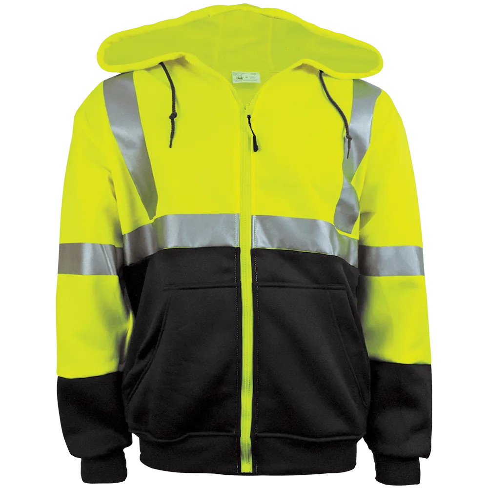 Global Glove & Safety GLO-HS2 FrogWear HV High Visibility Polyester Fleece Hooded Sweatshirt