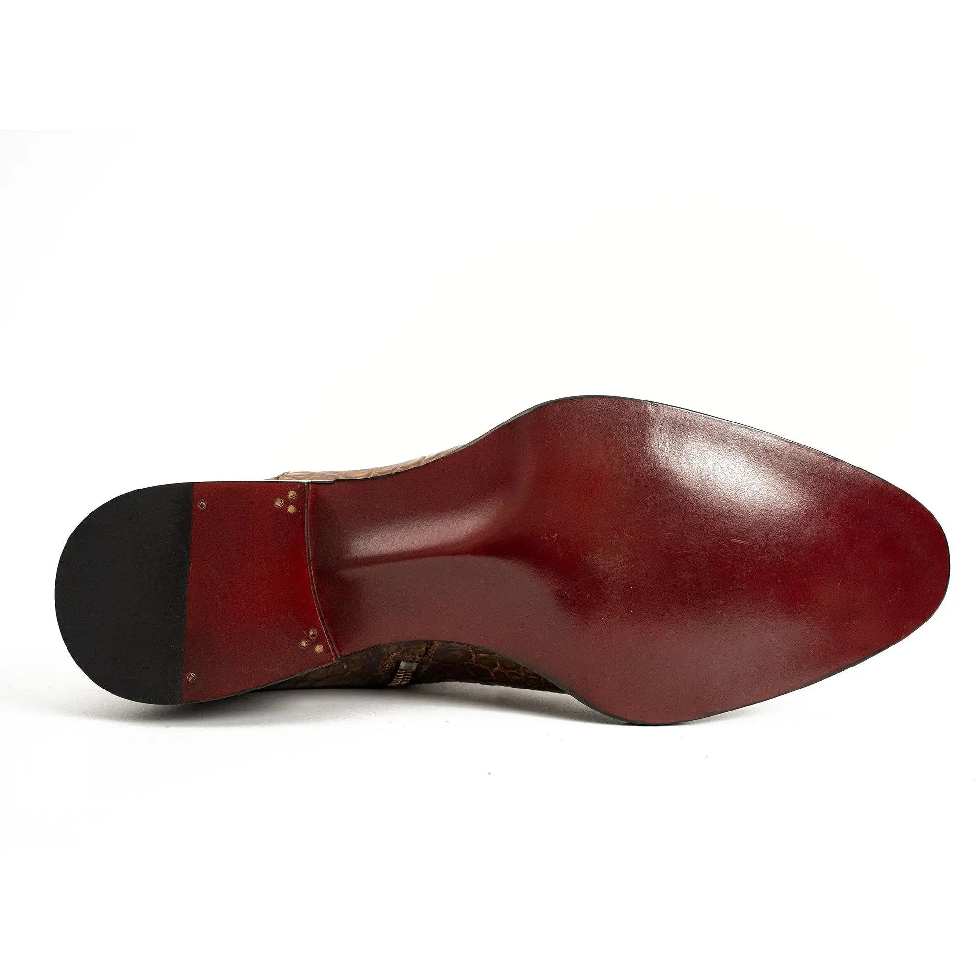 Glossy Brown Alligator Chelsea Boot