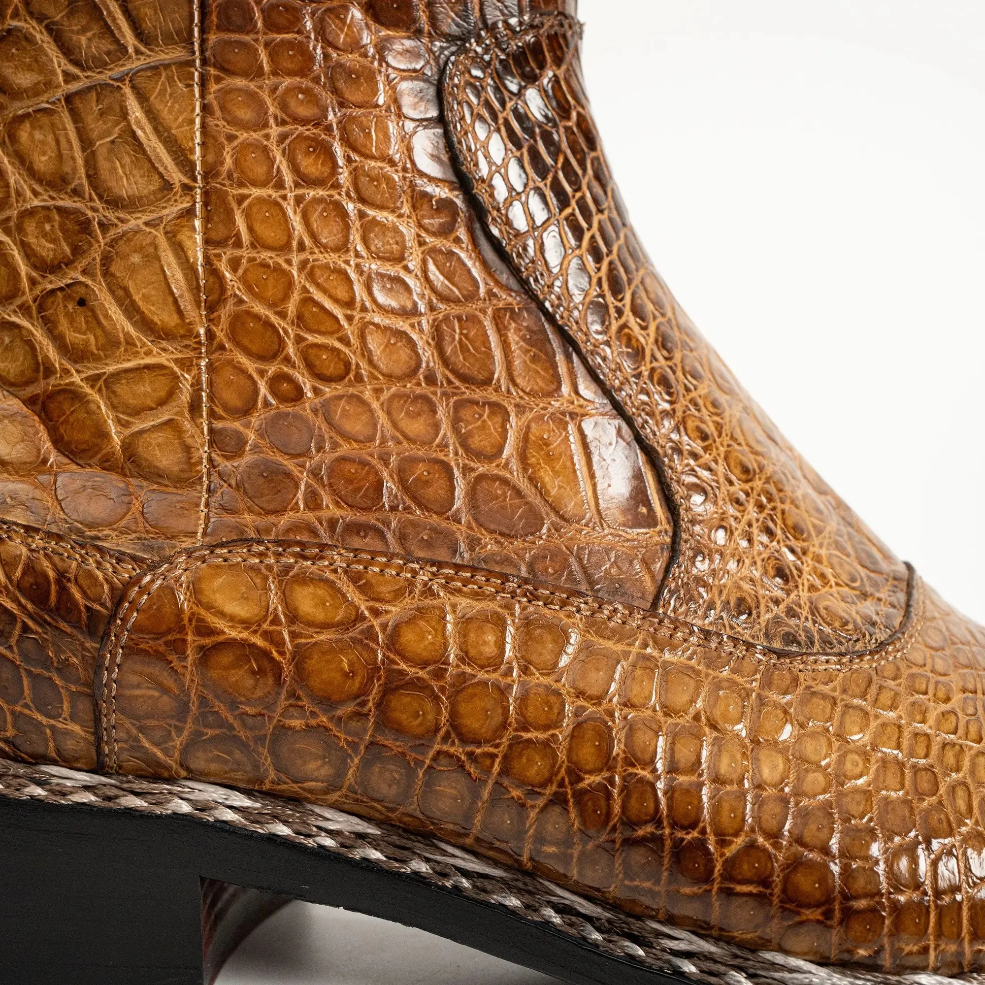 Glossy Brown Alligator Chelsea Boot