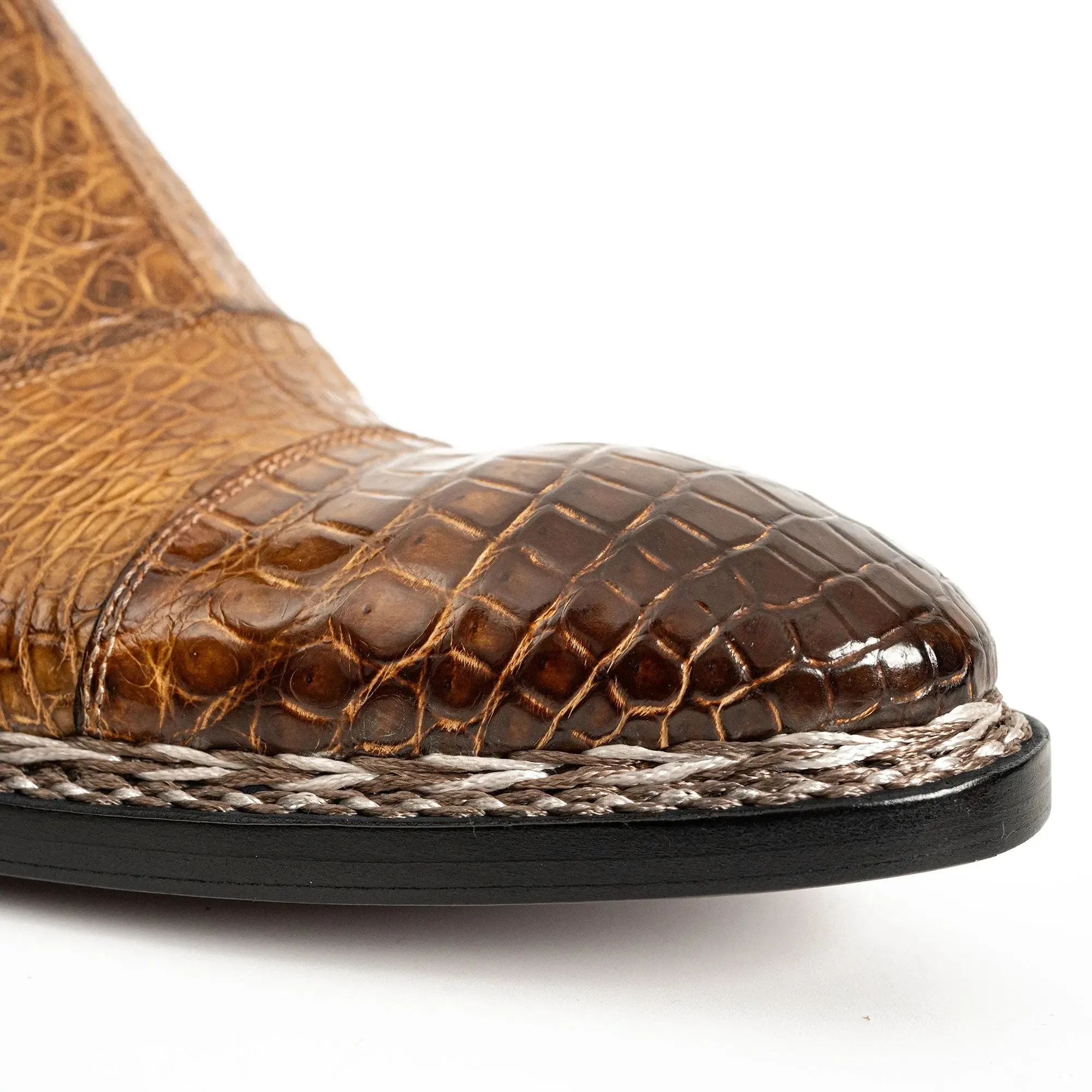Glossy Brown Alligator Chelsea Boot