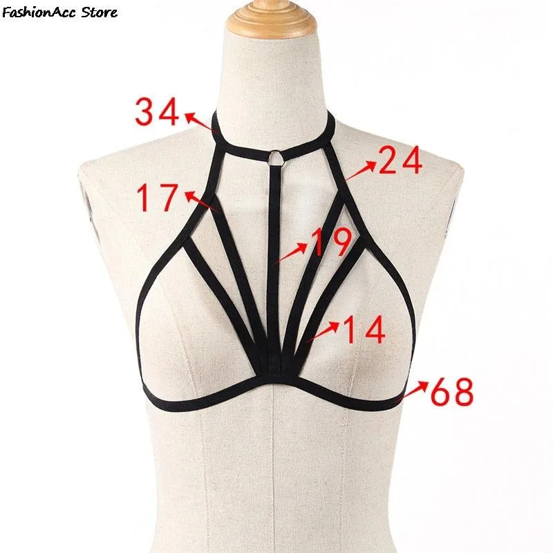 Goth Elastic Alluring Bustier Bandage cage bra