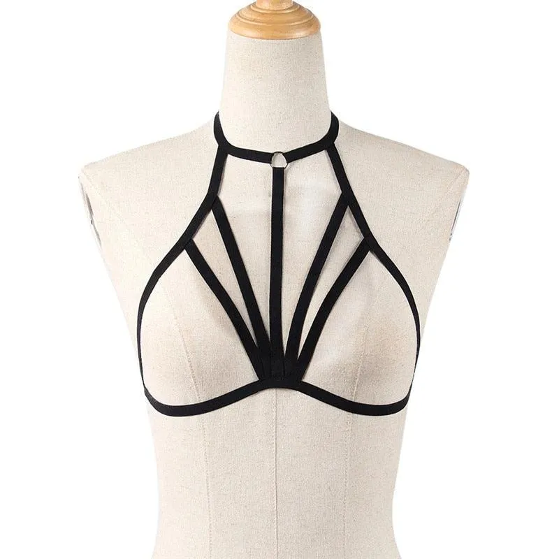 Goth Elastic Alluring Bustier Bandage cage bra