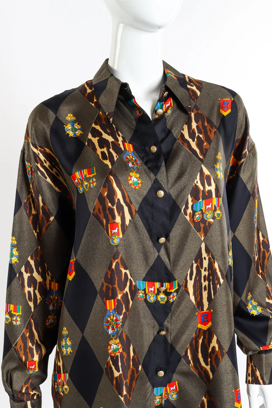 Graphic Harlequin Silk Blouse