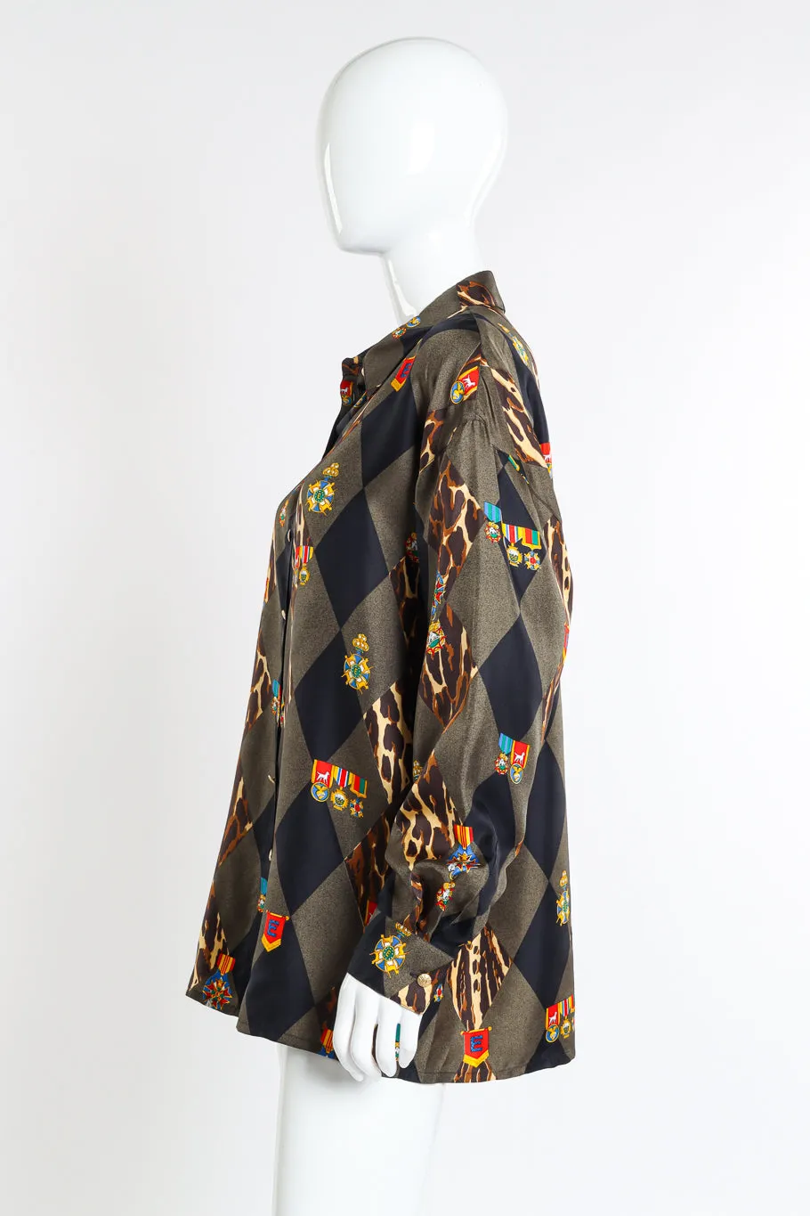 Graphic Harlequin Silk Blouse