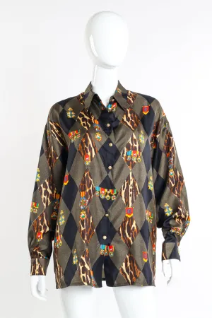 Graphic Harlequin Silk Blouse