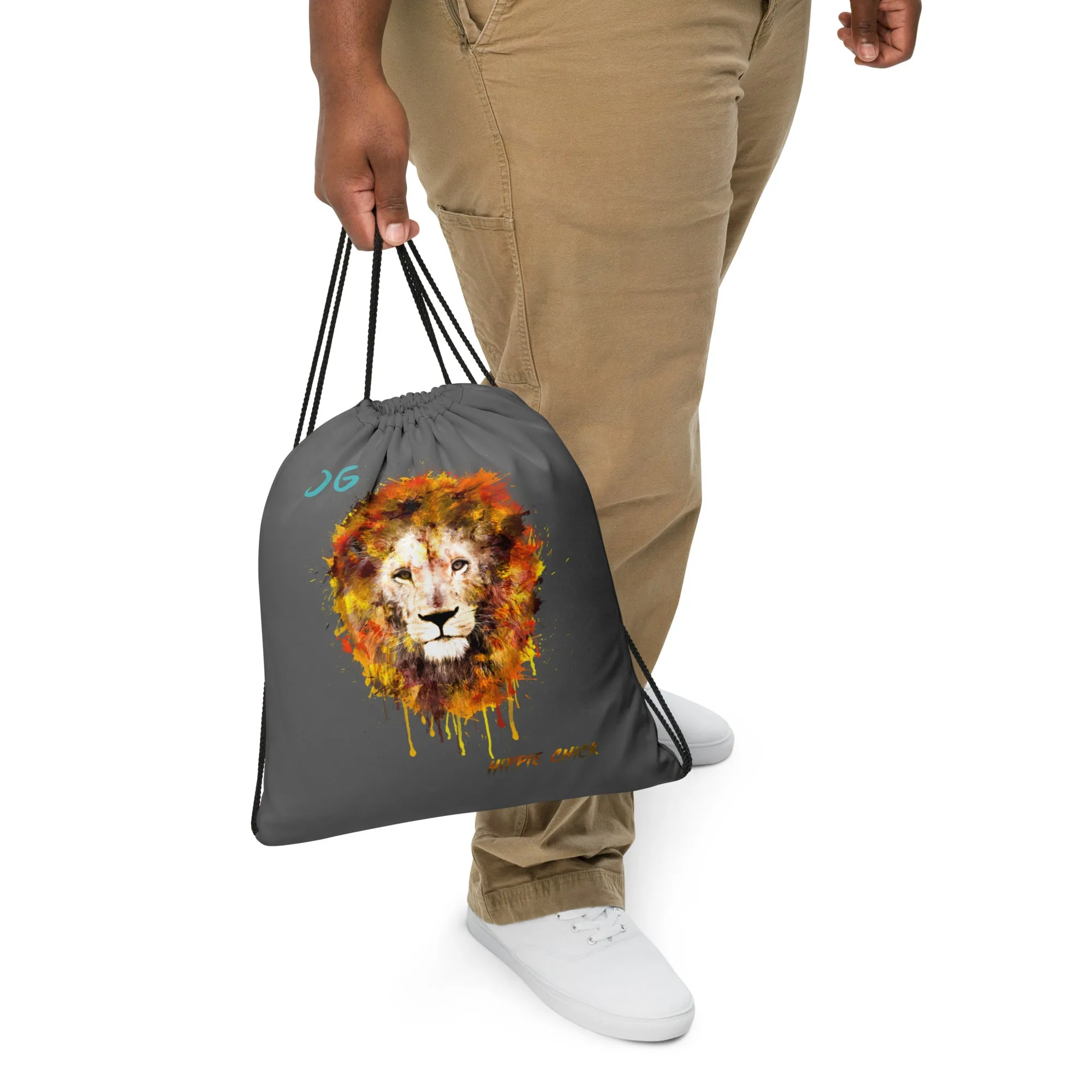 Gray Drawstring Bag