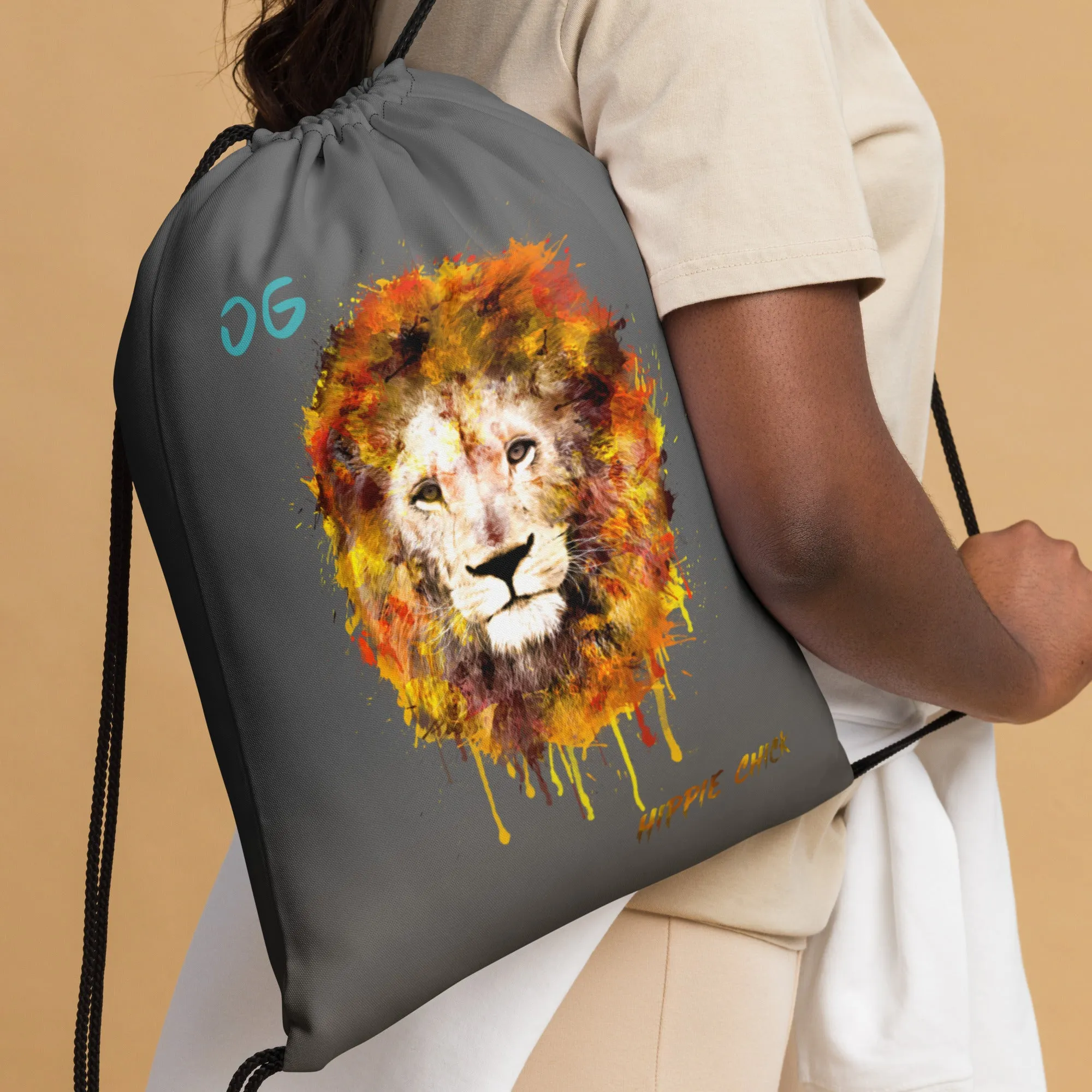 Gray Drawstring Bag