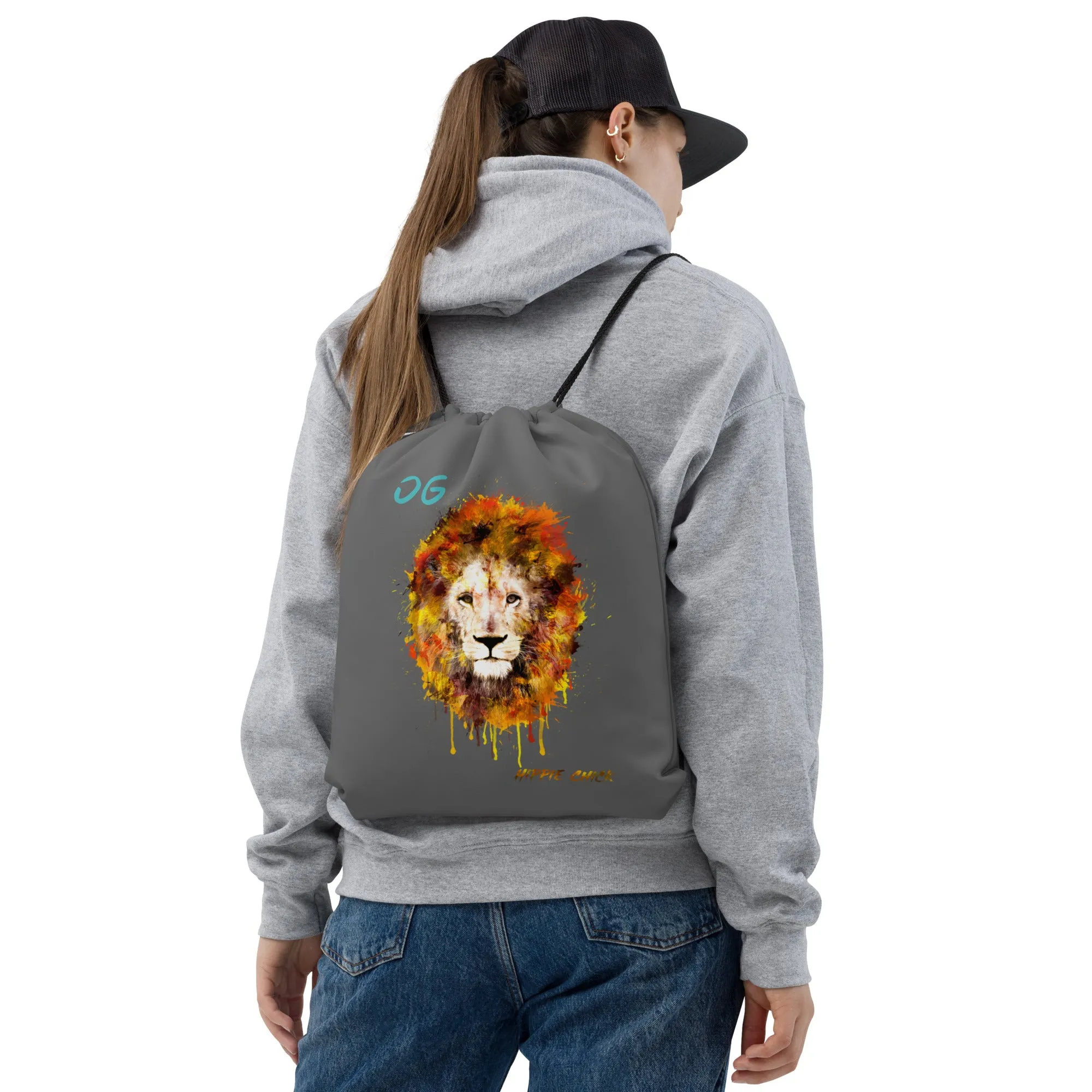 Gray Drawstring Bag