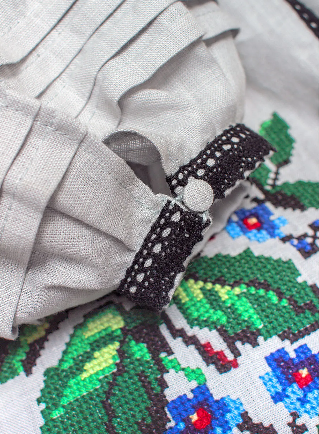 Gray embroidered flowered dress