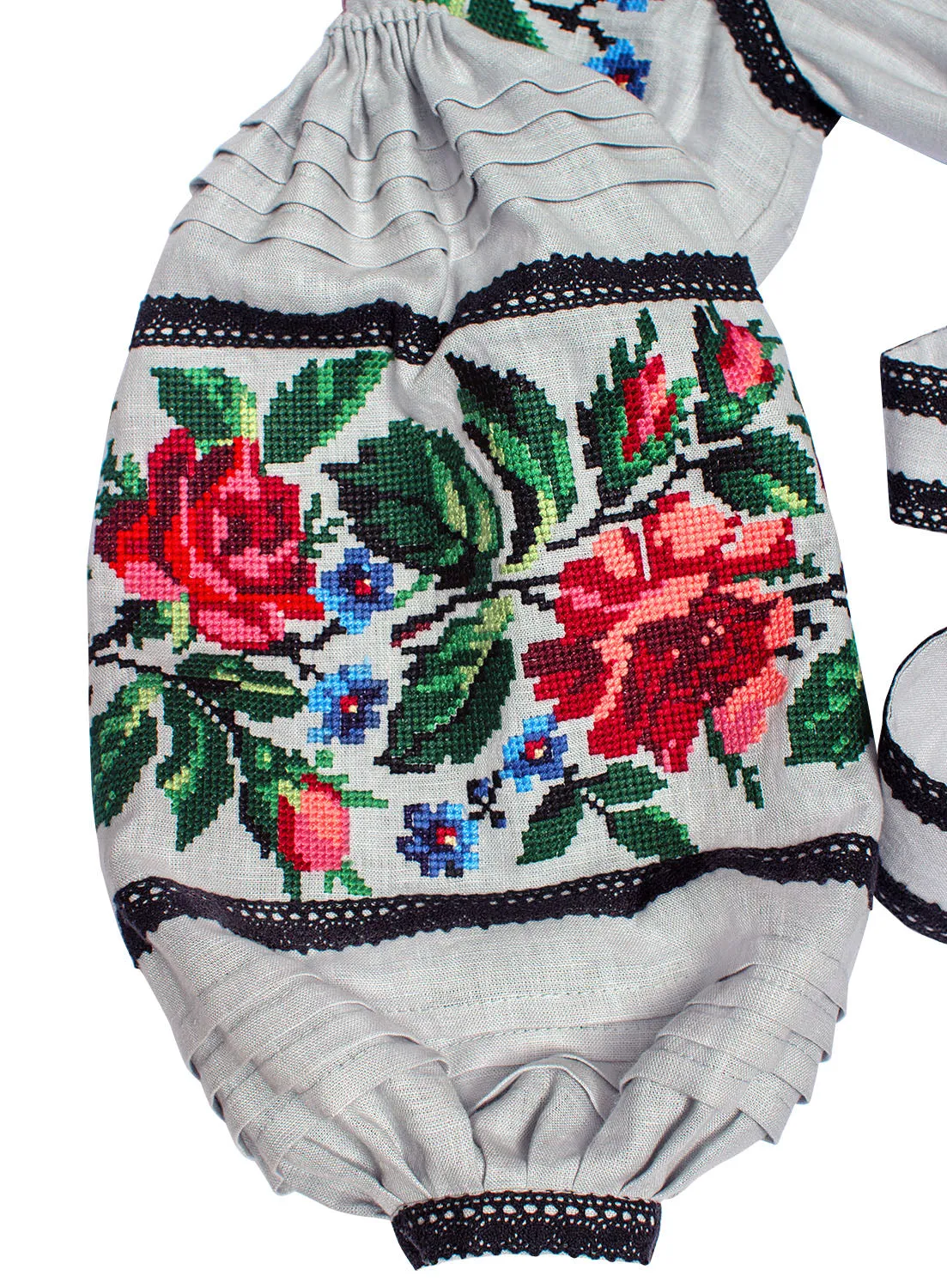 Gray embroidered flowered dress