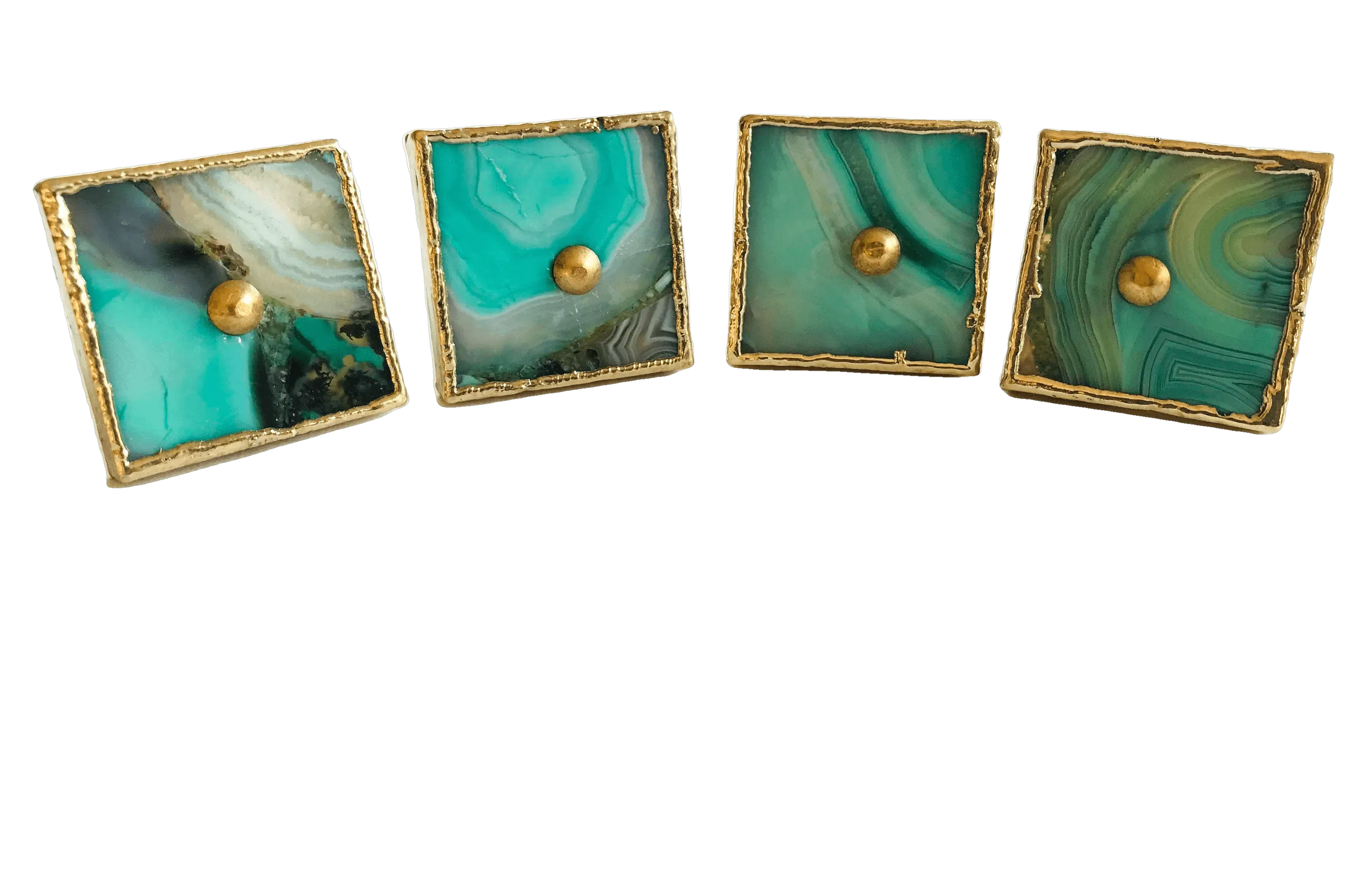 Green Agate Cabinet Door Pull Handle - Set of 4