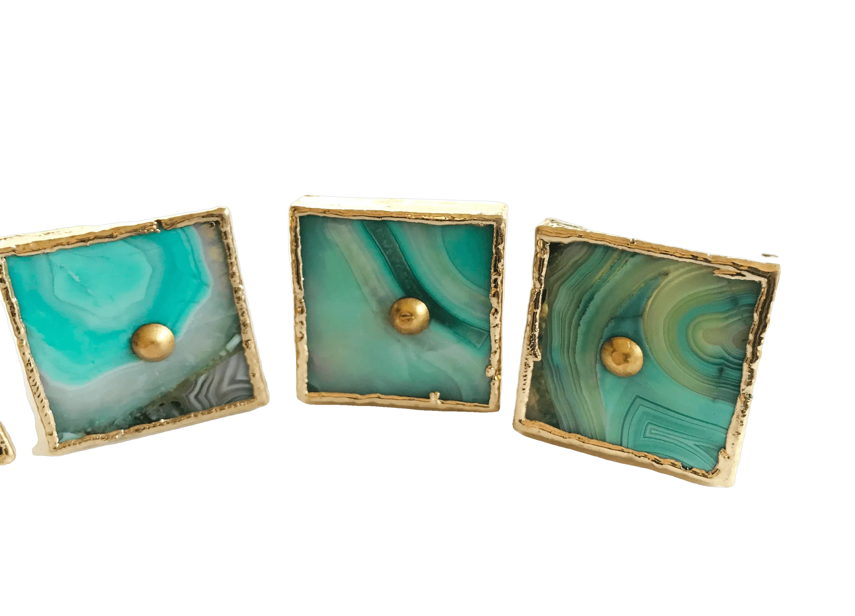 Green Agate Cabinet Door Pull Handle - Set of 4