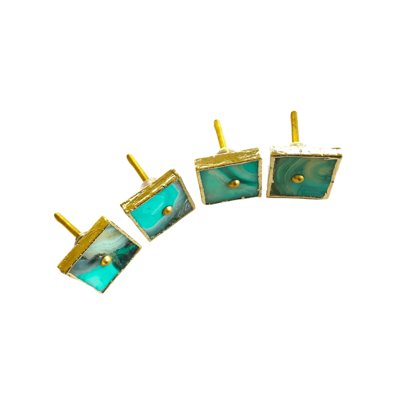 Green Agate Cabinet Door Pull Handle - Set of 4