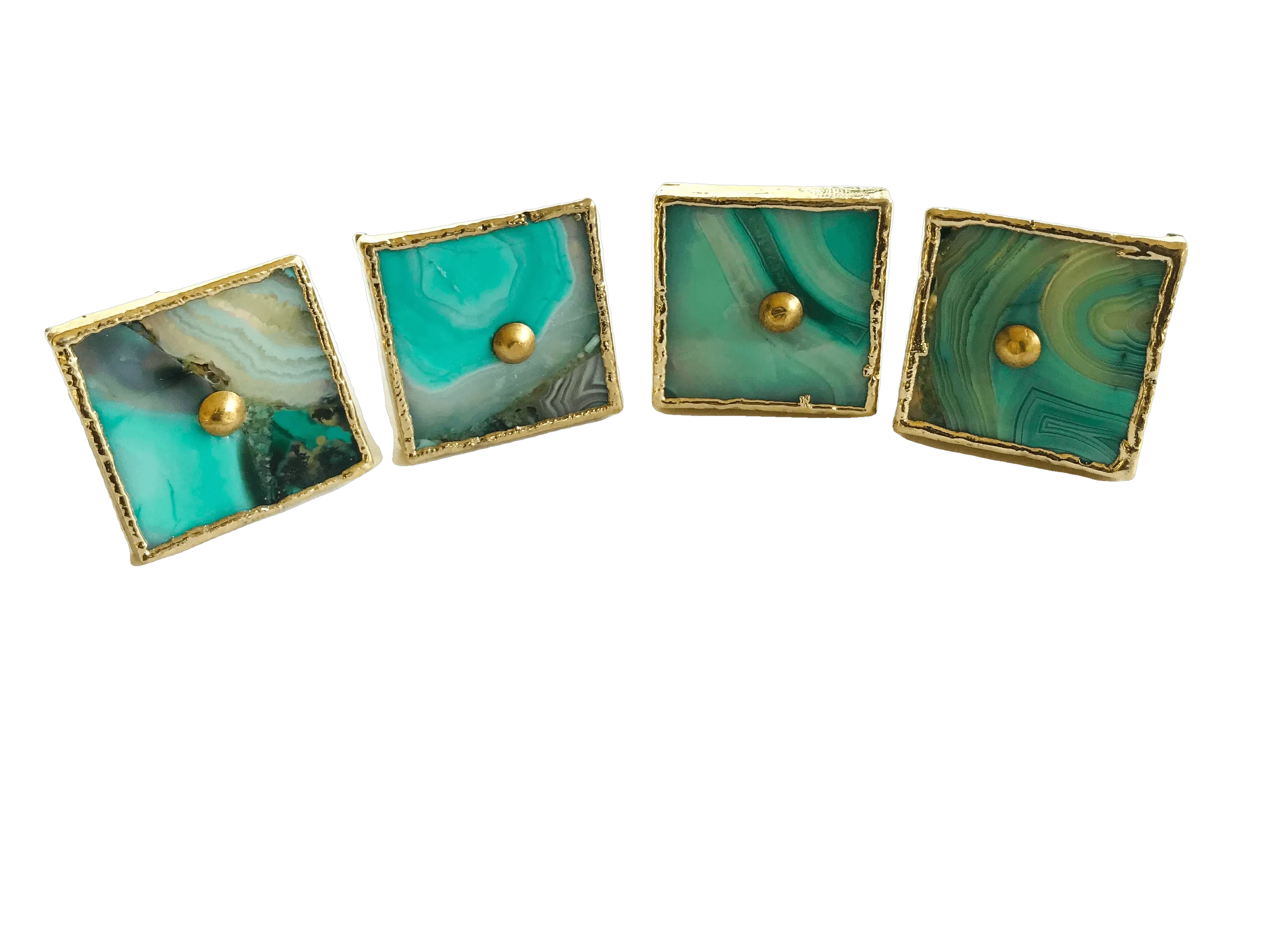 Green Agate Cabinet Door Pull Handle - Set of 4