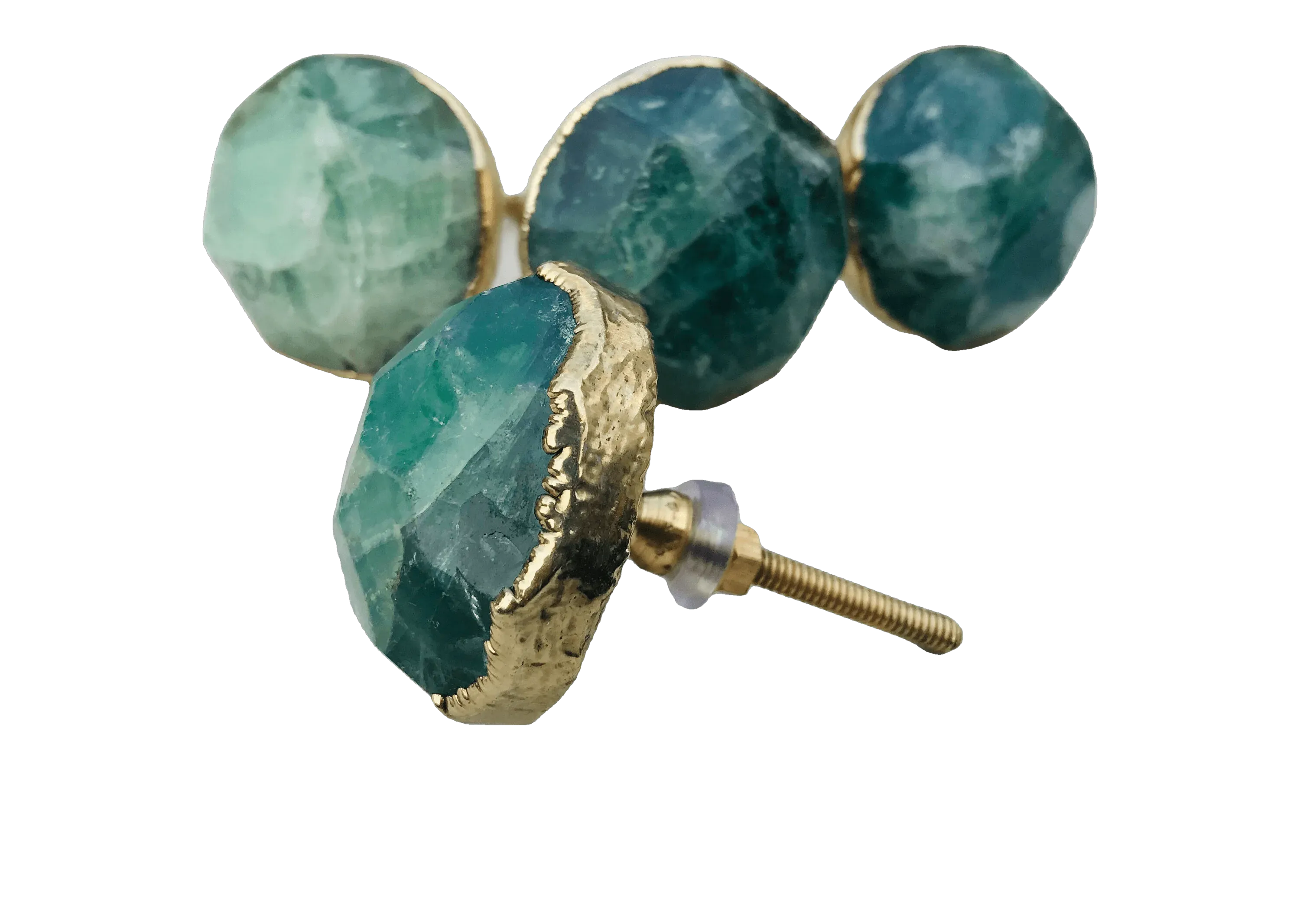 Green Fluorite Agate Cabinet Door Pull Handle - Set of 4