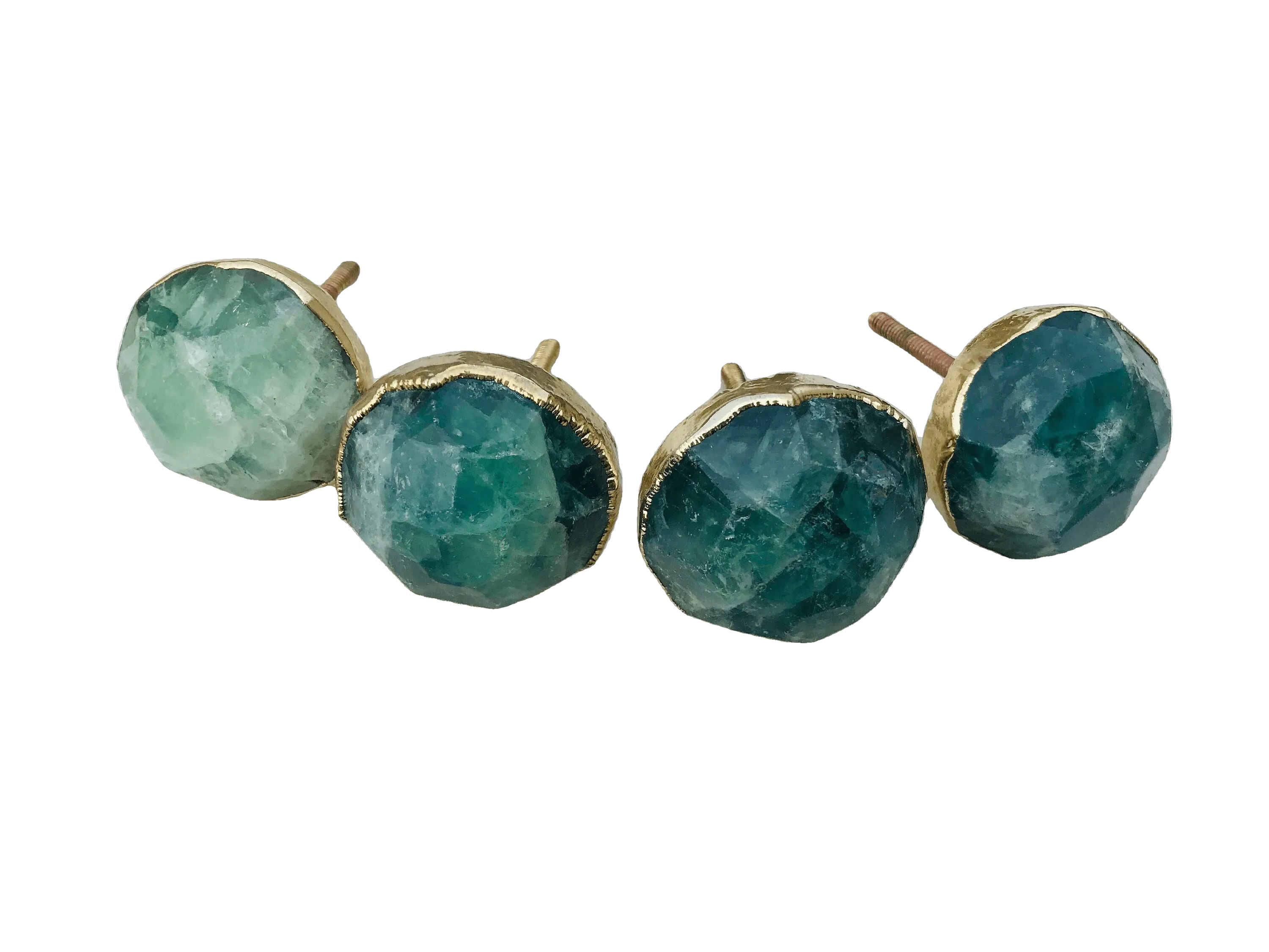Green Fluorite Agate Cabinet Door Pull Handle - Set of 4