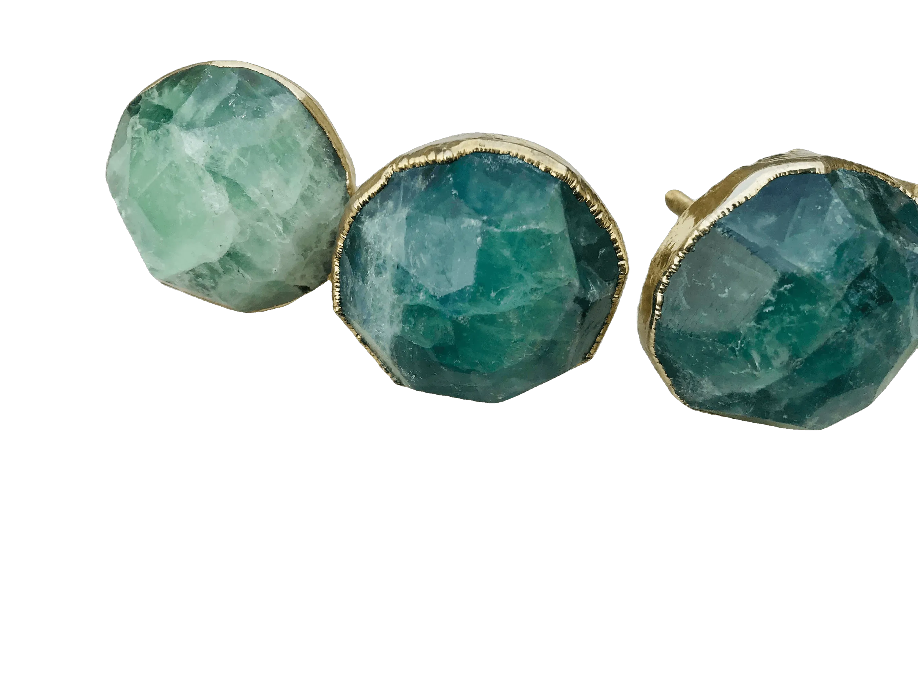 Green Fluorite Agate Cabinet Door Pull Handle - Set of 4