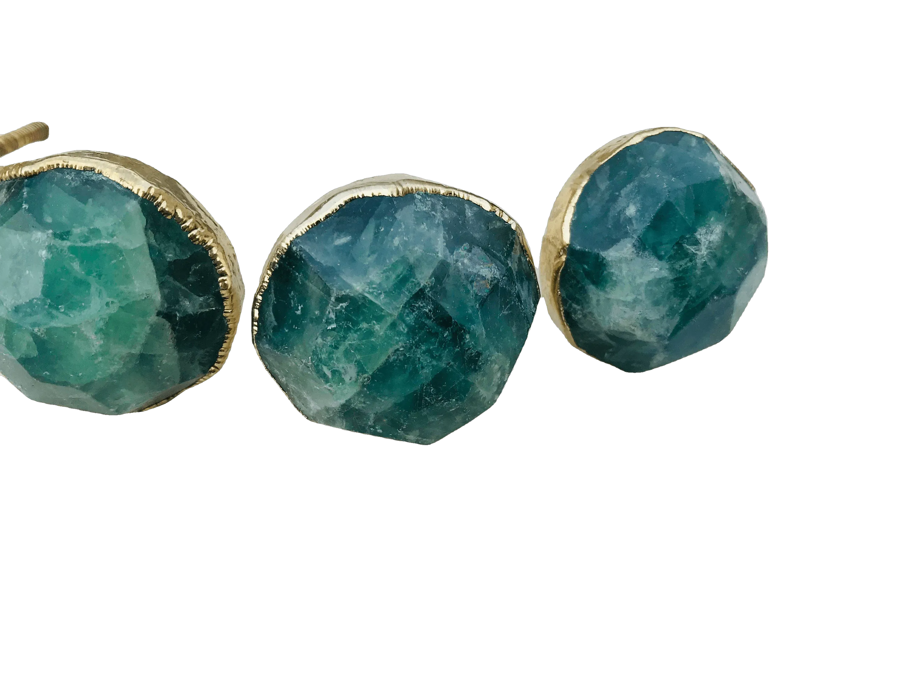 Green Fluorite Agate Cabinet Door Pull Handle - Set of 4