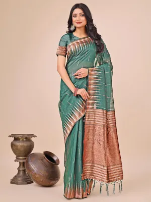 Green Linen Cotton Saree