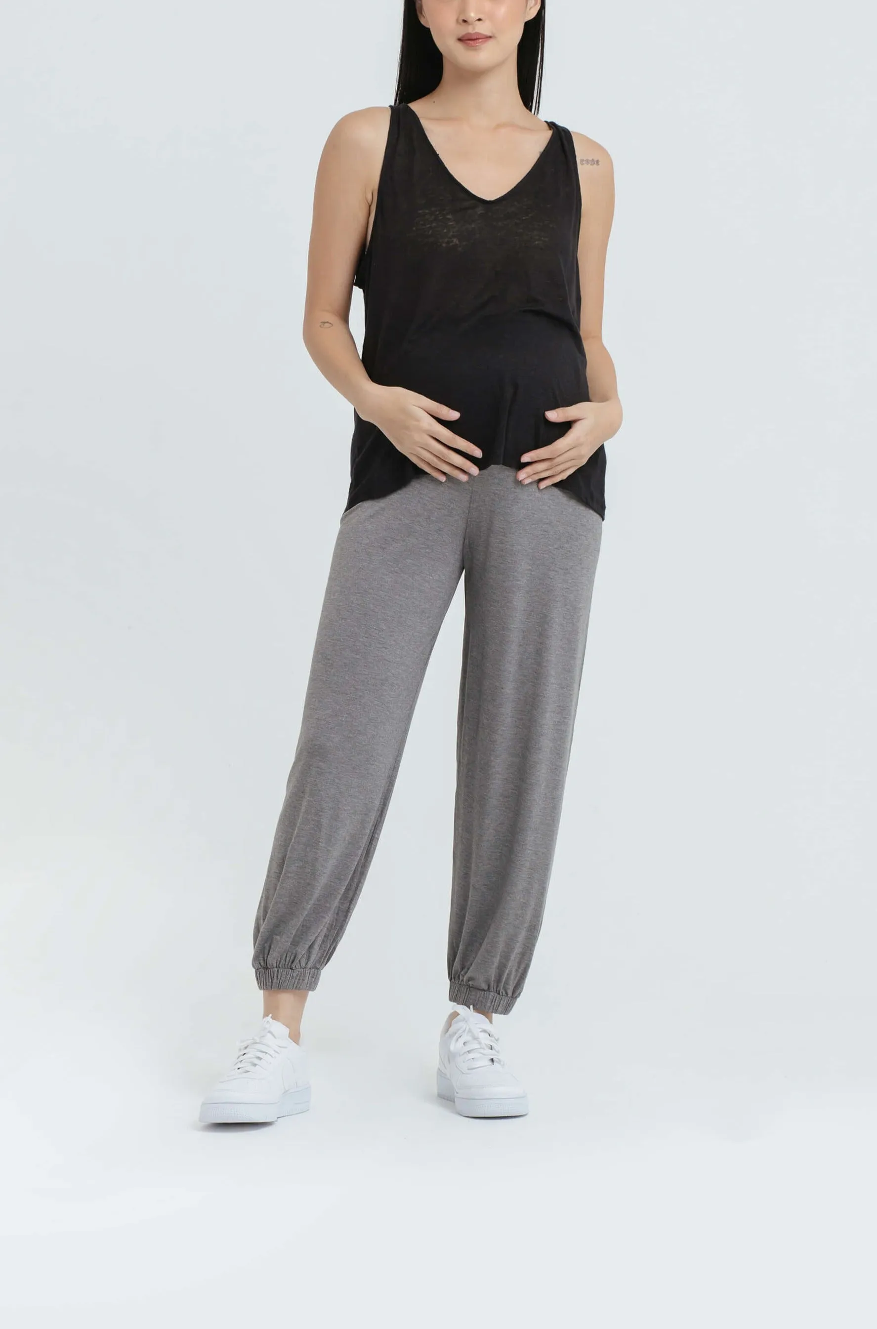 Grey Bamboo Cotton Maternity Jogger