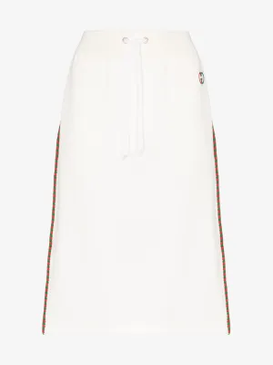 Gucci Technical Drawstring Stripe Logo Midi Skirt In White