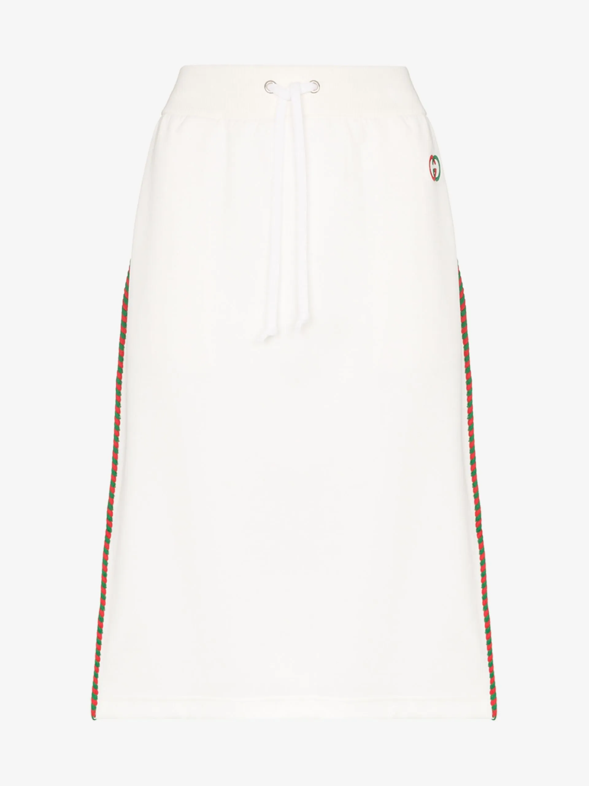 Gucci Technical Drawstring Stripe Logo Midi Skirt In White