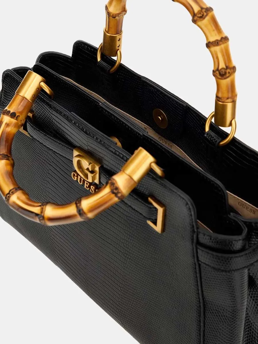 Guess Sibel 2 Python Print Bamboo Handle In Black For Women