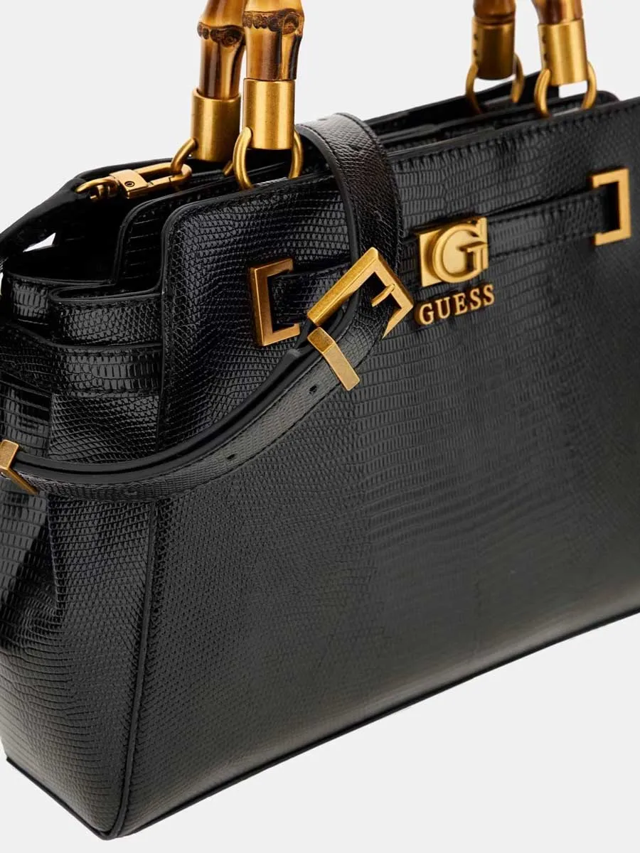 Guess Sibel 2 Python Print Bamboo Handle In Black For Women