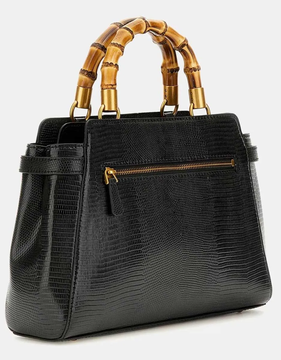 Guess Sibel 2 Python Print Bamboo Handle In Black For Women